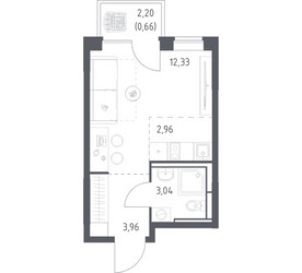 Планировка студии(квартира) площадью 22.95 квадратных метров в ЖК “ЖК Богдановский Лес”