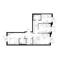 Планировка трехкомнатной(квартира) площадью 78.1 квадратных метров в “ЖК Онежский вал”