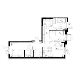 Планировка трехкомнатной(квартира) площадью 78.1 квадратных метров в ЖК “ЖК Онежский вал”