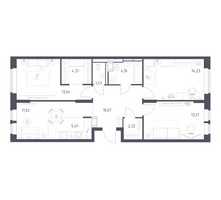 Планировка трехкомнатной(квартира) площадью 79.88 квадратных метров в “ЖК Большое Путилково”