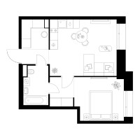 Планировка однокомнатной(квартира) площадью 41.2 квадратных метров в “ЖК Онежский вал”