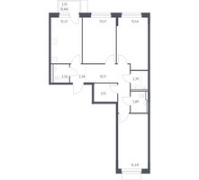 Планировка трехкомнатной(квартира) площадью 79.22 квадратных метров в “ЖК Новое Внуково”