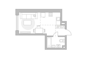 Планировка студии(квартира) площадью 28.02 квадратных метров в ЖК “ЖК Мневники от Гранель”