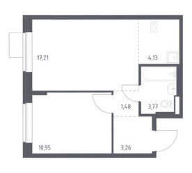 Планировка однокомнатной(квартира) площадью 40.8 квадратных метров в ЖК “ЖК Подольские кварталы”