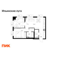 Планировка двухкомнатной(квартира) площадью 53.2 квадратных метров в “ЖК Ильинские луга”
