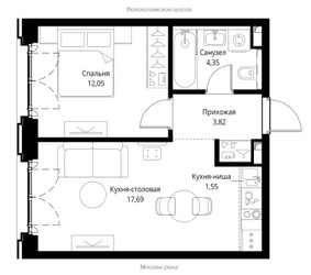 Планировка однокомнатной(квартира) площадью 37.27 квадратных метров в ЖК “ЖК City bay (Сити Бэй)”