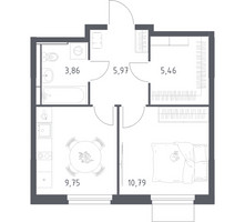 Планировка однокомнатной(квартира) площадью 35.83 квадратных метров в “ЖК Мытищи Парк”
