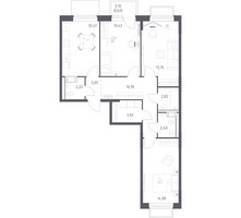 Планировка трехкомнатной(квартира) площадью 78.54 квадратных метров в “ЖК Томилино Парк”