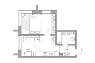 Планировка однокомнатной(квартира) площадью 38.82 квадратных метров в ЖК “ЖК Дубровка от Гранель”