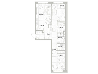 Планировка двухкомнатной(квартира) площадью 80.5 квадратных метров в ЖК “Архитектурный проект Мыс”
