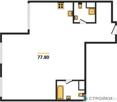 Планировка двухкомнатной(квартира) площадью 77.8 квадратных метров в “ЖК Наметкин Тауэр”