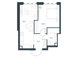 Планировка однокомнатной(квартира) площадью 39.2 квадратных метров в “ЖК Левел Южнопортовая”