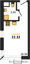 Планировка студии(квартира) площадью 22.32 квадратных метров в ЖК “ЖК Citimix (СитиМикс)”