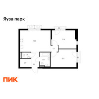 Планировка двухкомнатной(квартира) площадью 56.1 квадратных метров в “ЖК Яуза Парк (Мытищи)”