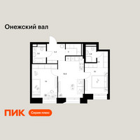 Планировка двухкомнатной(квартира) площадью 59.6 квадратных метров в “ЖК Онежский вал”
