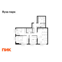 Планировка трехкомнатной(квартира) площадью 88.7 квадратных метров в “ЖК Яуза Парк (Мытищи)”