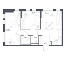 Планировка двухкомнатной(квартира) площадью 59.65 квадратных метров в “ЖК Остафьево”
