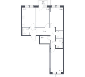 Планировка трехкомнатной(квартира) площадью 79.1 квадратных метров в ЖК “ЖК Молжаниново”
