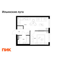 Планировка однокомнатной(квартира) площадью 32.48 квадратных метров в “ЖК Ильинские луга”