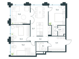 Планировка 4+ комнатной(квартира) площадью 96.2 квадратных метров в “ЖК Level Бауманская”