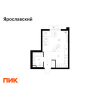 Планировка студии(квартира) площадью 28 квадратных метров в “ЖК Ярославский”