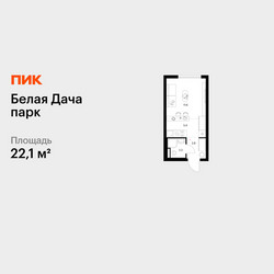 Планировка студии(квартира) площадью 22.1 квадратных метров в ЖК “ЖК Белая Дача парк”