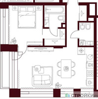 Планировка однокомнатной(квартира) площадью 50.07 квадратных метров в “ЖК Дом 7 Даниловский”