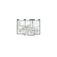 Планировка трехкомнатной(квартира) площадью 56.4 квадратных метров в “ЖК Станиславский”