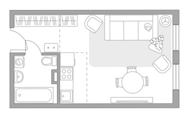 Планировка студии(квартира) площадью 27.72 квадратных метров в ЖК “ЖК Аникеевский”