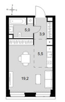 Планировка студии(квартира) площадью 33.5 квадратных метров в “ЖК Amber City (Амбер Сити)”
