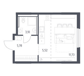 Планировка студии(квартира) площадью 26.13 квадратных метров в ЖК “ЖК Пригород Лесное”