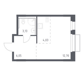 Планировка студии(квартира) площадью 25.91 квадратных метров в ЖК “ЖК Новое Внуково”