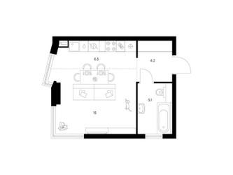 Планировка студии(квартира) площадью 30.8 квадратных метров в ЖК “ЖК Кронштадтский 9”