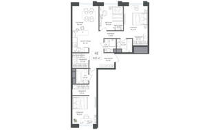 Планировка 4+ комнатной(квартира) площадью 89.1 квадратных метров в “ЖК Михалковский”