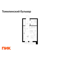 Планировка студии(квартира) площадью 21.4 квадратных метров в ЖК “ЖК Томилинский бульвар”