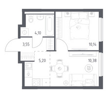 Планировка однокомнатной(квартира) площадью 33.37 квадратных метров в “ЖК Горки Парк”