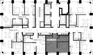 Планировка однокомнатной(квартира) площадью 32.5 квадратных метров в “ЖК SET (Сет)”