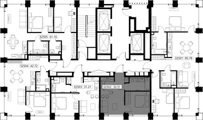 Планировка однокомнатной(квартира) площадью 32.5 квадратных метров в ЖК “ЖК SET (Сет)”