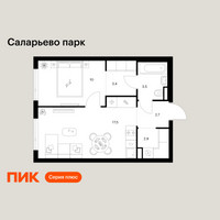 Планировка однокомнатной(квартира) площадью 40 квадратных метров в “ЖК Саларьево парк”