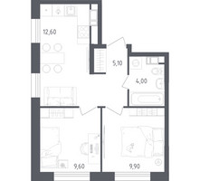 Планировка двухкомнатной(квартира) площадью 41.2 квадратных метров в “ЖК Ольховый Квартал”