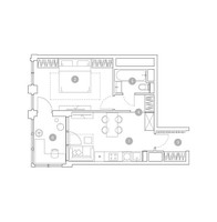 Планировка двухкомнатной(квартира) площадью 45.5 квадратных метров в “ЖК ВЭРИ на Миклухо-Маклая”
