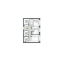 Планировка трехкомнатной(квартира) площадью 57.6 квадратных метров в “ЖК Станиславский”