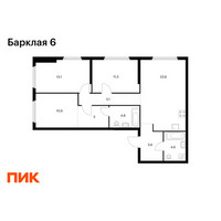 Планировка трехкомнатной(квартира) площадью 84 квадратных метров в “ЖК Барклая 6”