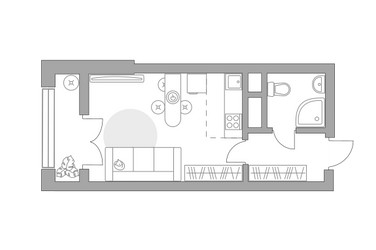 Планировка студии(квартира) площадью 24.41 квадратных метров в ЖК “ЖК Пехра”