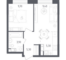 Планировка однокомнатной(квартира) площадью 33.6 квадратных метров в “ЖК Ольховый Квартал”