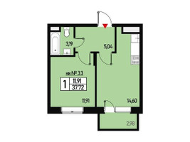 Планировка однокомнатной(квартира) площадью 34 квадратных метров в “ЖК Борисоглебское”