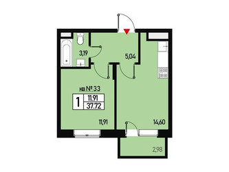 Планировка однокомнатной(квартира) площадью 34 квадратных метров в ЖК “ЖК Борисоглебское”