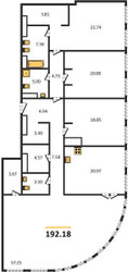 Планировка 4+ комнате(квартира) площадью 192.18 квадратных метров в “ЖК Sky View (Скай Вью)”