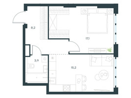 Планировка однокомнатной(квартира) площадью 44.4 квадратных метров в “ЖК Левел Южнопортовая”