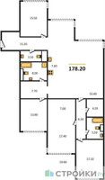 Планировка 4+ комнатной(квартира) площадью 178.6 квадратных метров в “ЖК OPUS (Опус)”